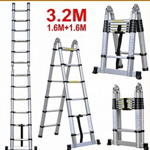 סולם טלסקופי כפול שחיל 3.2 מטר [1.6*1.6]*גובה כסגור 80ס"מ