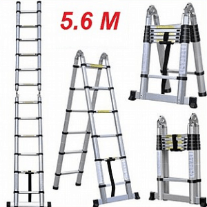 סולם טלסקופי כפול שחיל 5.6 מטר [2.9*2.9]*גובה כסגור 80ס"מ