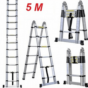 סולם טלסקופי כפול שחיל 5 מטר [2.5*2.5]*גובה כסגור 80ס"מ